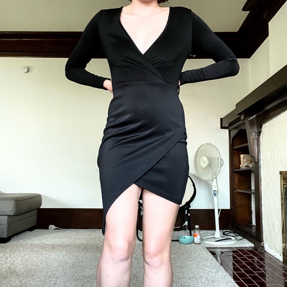 Club L Black Bodycon DeepV Dress